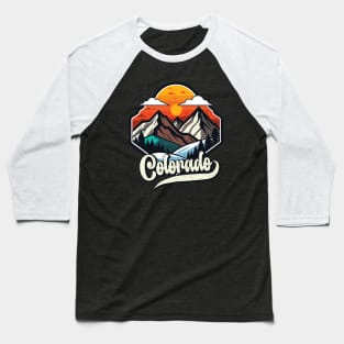 Vintage Sunset Colorado mountain Baseball T-Shirt